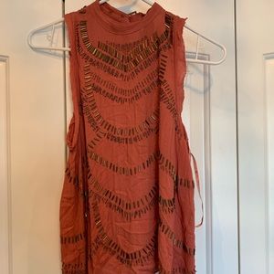 Free people open back, beaded detail tank